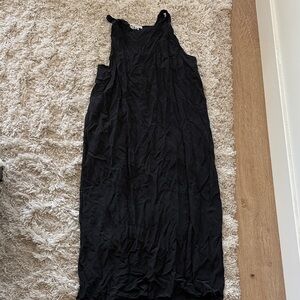 OAK 100% Silk Black Sleeveless Maxi Dress